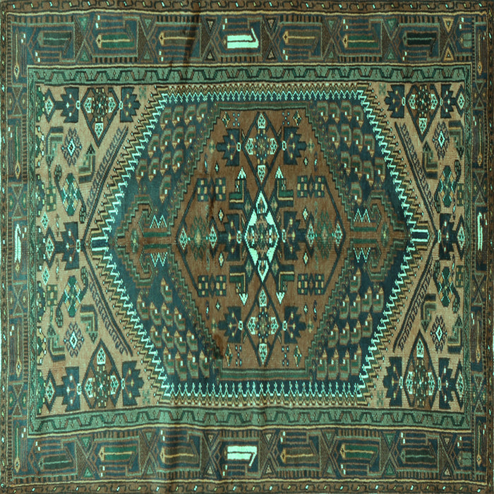 Square Machine Washable Persian Turquoise Traditional Area Rugs, wshtr1933turq