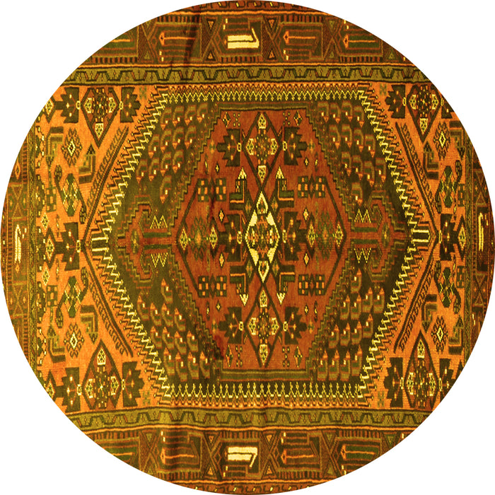 Round Persian Yellow Traditional Rug, tr1933yw