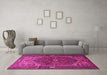 Machine Washable Persian Pink Traditional Rug in a Living Room, wshtr1933pnk