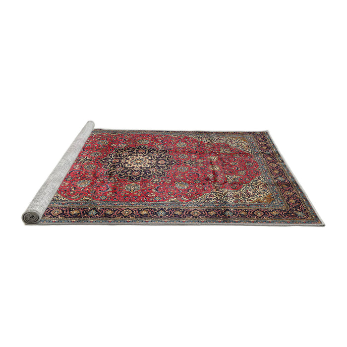 Sideview of Machine Washable Traditional Brown Red Rug, wshtr1934