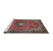 Sideview of Machine Washable Traditional Brown Red Rug, wshtr1934