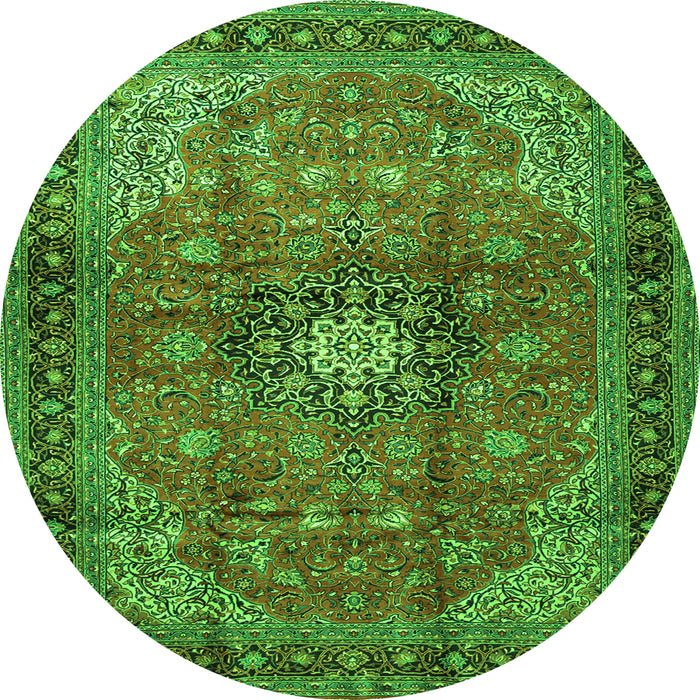 Machine Washable Medallion Green Traditional Area Rugs, wshtr1934grn