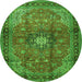 Machine Washable Medallion Green Traditional Area Rugs, wshtr1934grn