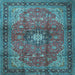 Square Medallion Light Blue Traditional Rug, tr1934lblu
