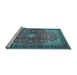 Sideview of Machine Washable Medallion Light Blue Traditional Rug, wshtr1934lblu