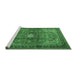 Sideview of Machine Washable Medallion Emerald Green Traditional Area Rugs, wshtr1934emgrn