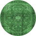 Round Medallion Emerald Green Traditional Rug, tr1934emgrn