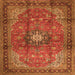 Serging Thickness of Medallion Orange Traditional Rug, tr1934org