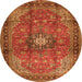 Machine Washable Medallion Orange Traditional Area Rugs, wshtr1934org