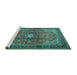 Sideview of Machine Washable Medallion Turquoise Traditional Area Rugs, wshtr1934turq