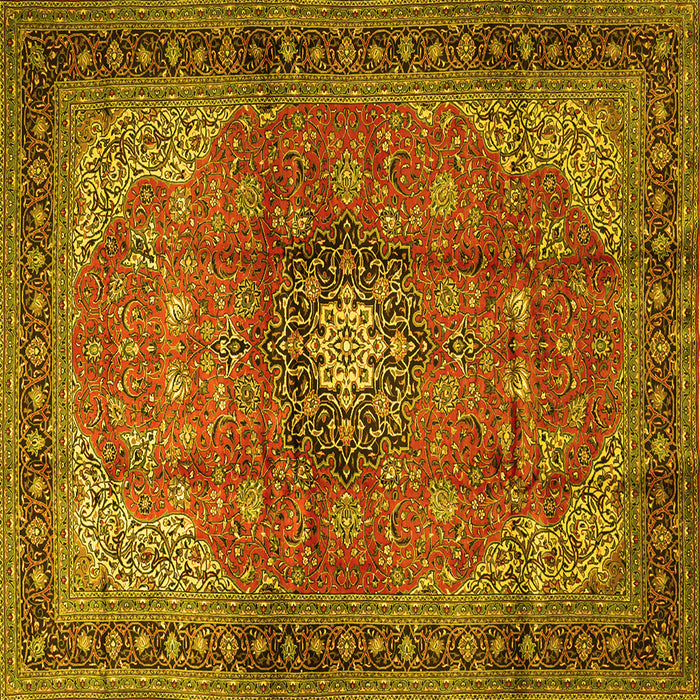 Square Medallion Yellow Traditional Rug, tr1934yw