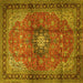 Square Medallion Yellow Traditional Rug, tr1934yw