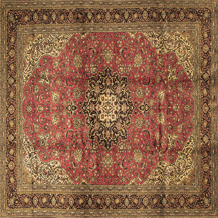 Square Machine Washable Medallion Brown Traditional Rug, wshtr1934brn