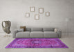 Machine Washable Medallion Purple Traditional Area Rugs in a Living Room, wshtr1934pur