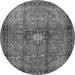 Machine Washable Medallion Gray Traditional Rug, wshtr1934gry