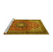 Sideview of Machine Washable Medallion Yellow Traditional Rug, wshtr1934yw