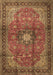 Machine Washable Medallion Brown Traditional Rug, wshtr1934brn