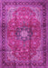 Machine Washable Medallion Pink Traditional Rug, wshtr1934pnk