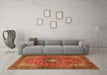 Machine Washable Medallion Orange Traditional Area Rugs in a Living Room, wshtr1934org