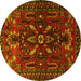 Round Machine Washable Persian Yellow Traditional Rug, wshtr1935yw