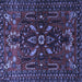 Square Machine Washable Persian Blue Traditional Rug, wshtr1935blu