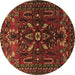 Round Machine Washable Persian Brown Traditional Rug, wshtr1935brn