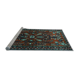 Sideview of Machine Washable Persian Light Blue Traditional Rug, wshtr1935lblu