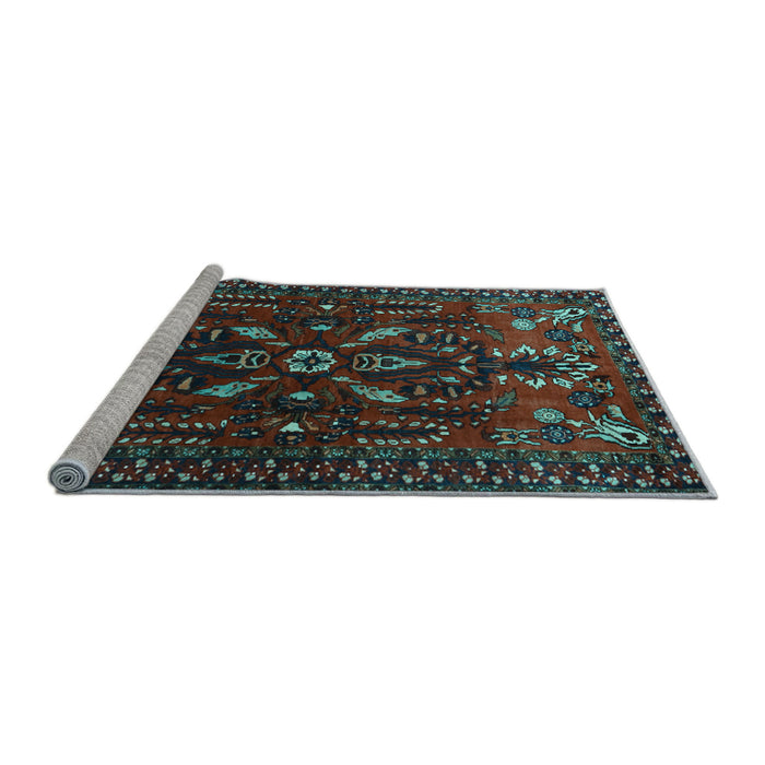 Sideview of Machine Washable Persian Light Blue Traditional Rug, wshtr1935lblu