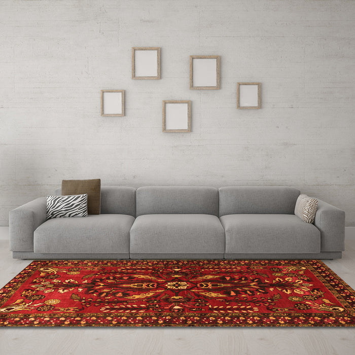 Machine Washable Persian Orange Traditional Area Rugs in a Living Room, wshtr1935org