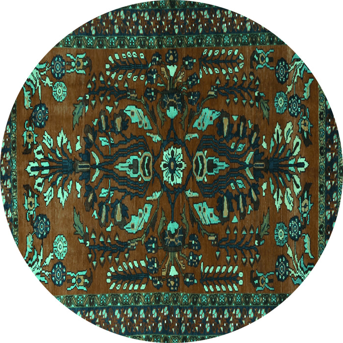 Round Persian Turquoise Traditional Rug, tr1935turq