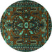 Round Persian Turquoise Traditional Rug, tr1935turq