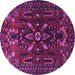 Round Machine Washable Persian Purple Traditional Area Rugs, wshtr1935pur