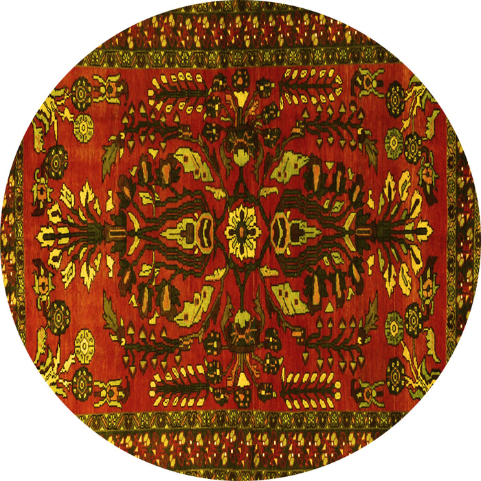 Round Persian Yellow Traditional Rug, tr1935yw