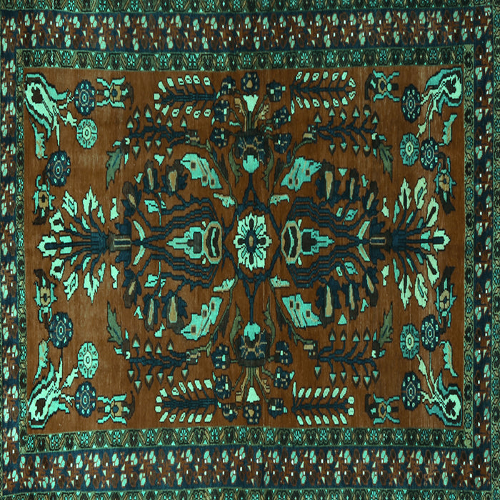 Square Machine Washable Persian Turquoise Traditional Area Rugs, wshtr1935turq