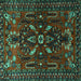 Square Machine Washable Persian Turquoise Traditional Area Rugs, wshtr1935turq