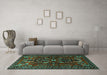 Machine Washable Persian Turquoise Traditional Area Rugs in a Living Room,, wshtr1935turq