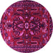 Round Machine Washable Persian Pink Traditional Rug, wshtr1935pnk