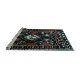 Sideview of Machine Washable Persian Light Blue Traditional Rug, wshtr1936lblu