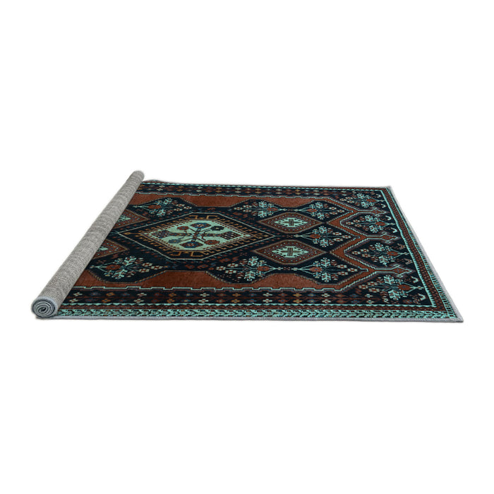 Sideview of Machine Washable Persian Light Blue Traditional Rug, wshtr1936lblu