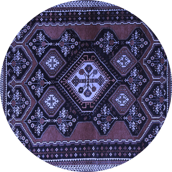 Round Persian Blue Traditional Rug, tr1936blu