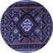 Round Persian Blue Traditional Rug, tr1936blu