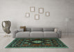 Machine Washable Persian Turquoise Traditional Area Rugs in a Living Room,, wshtr1936turq