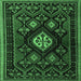 Square Machine Washable Persian Emerald Green Traditional Area Rugs, wshtr1936emgrn