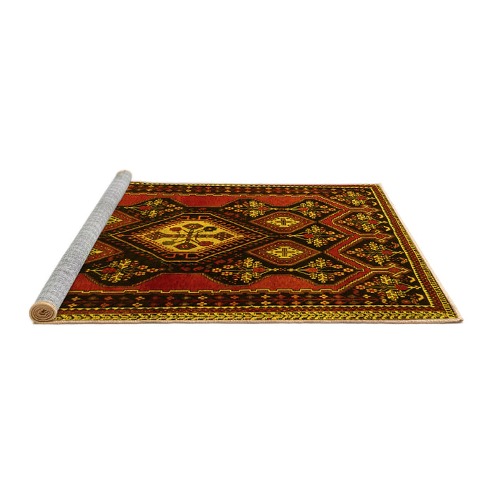 Sideview of Machine Washable Persian Yellow Traditional Rug, wshtr1936yw