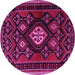 Round Machine Washable Persian Pink Traditional Rug, wshtr1936pnk