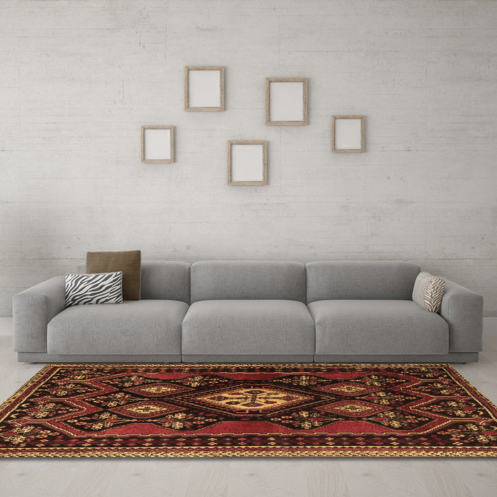 Machine Washable Persian Brown Traditional Rug in a Living Room,, wshtr1936brn