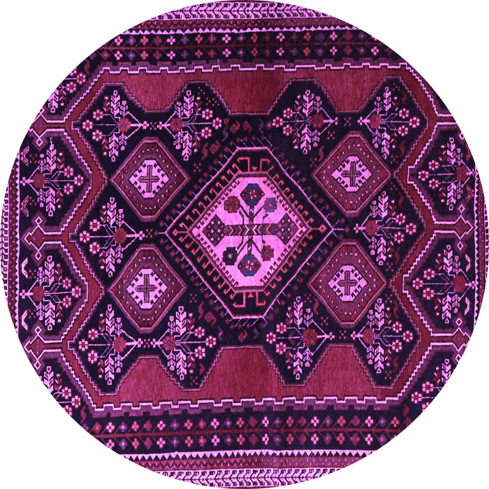 Round Persian Purple Traditional Rug, tr1936pur
