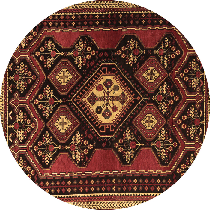 Round Persian Brown Traditional Rug, tr1936brn