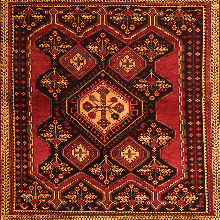 Round Machine Washable Persian Orange Traditional Area Rugs, wshtr1936org