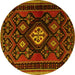 Round Machine Washable Persian Yellow Traditional Rug, wshtr1936yw